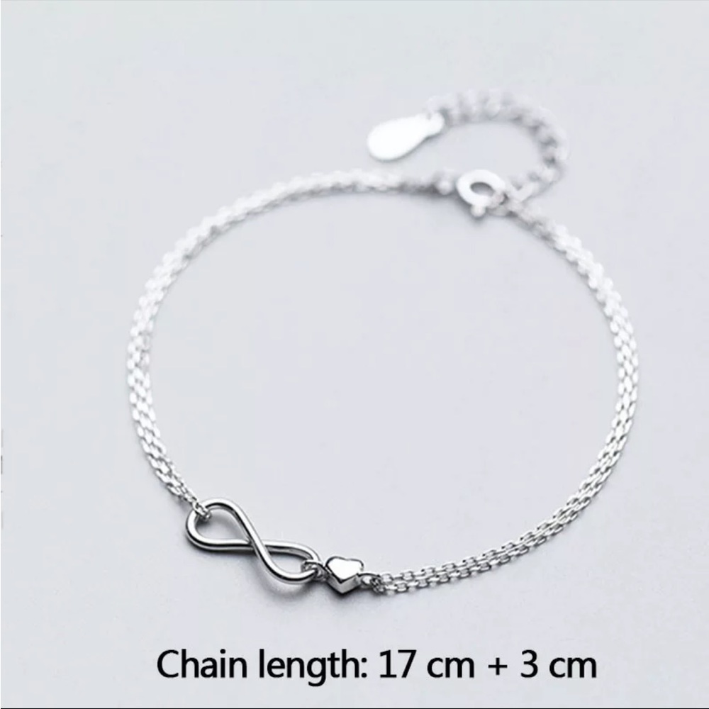 NEW DOUBLE LAYER 925 STERLING SILVER BRACELET, NICE BRACELET, CUTE BRACELET - Picture 2 of 4